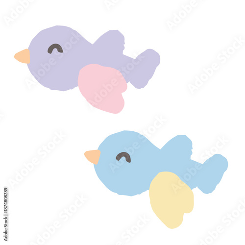 ふんわり春色 卒園・入園シリーズ｜笑顔の鳥イラスト素材
Soft Spring Pastel Graduation & Entrance Series – Smiling Bird Illustration