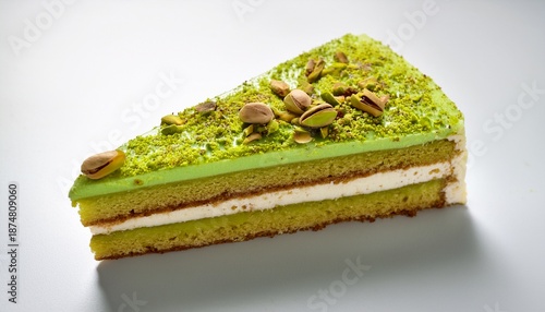 Pistachio Cake Slice Delicious Dessert Photography Food Styling Pastry Isolated On Transparent Background