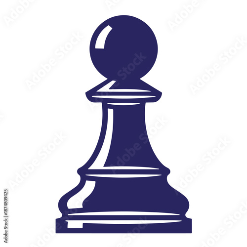 blue pawn chess piece icon isolated on transparent background for game strategy concept
