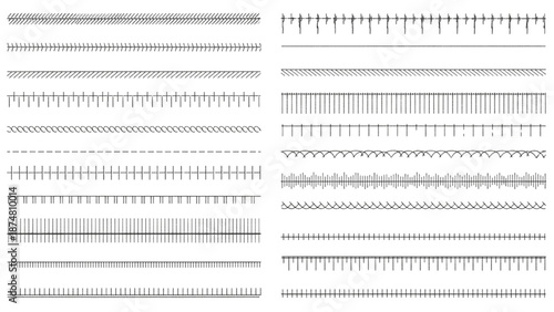 Diverse Collection of Seamless Vector Line Patterns and Ornamental Borders for Creative Graphic Design Projects