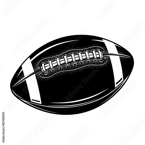 Photography Vintage Engraving Style American Football Ball Illustration
