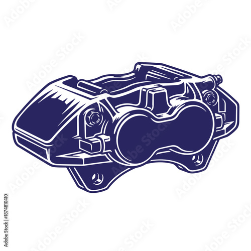 brake caliper illustration on transparent background for automotive design