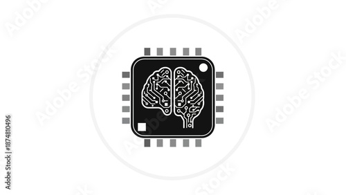 High technology microprocessor chip illustrating concept of artificial intelligence brain integrated circuit and sophisticated computing power vector graphic on light background