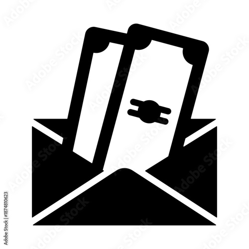 Paycheck Icon - Solid Black