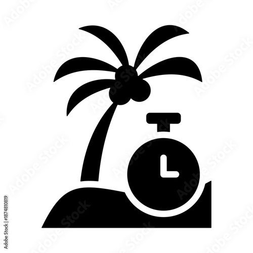 Paid Time Off Icon - Solid Black