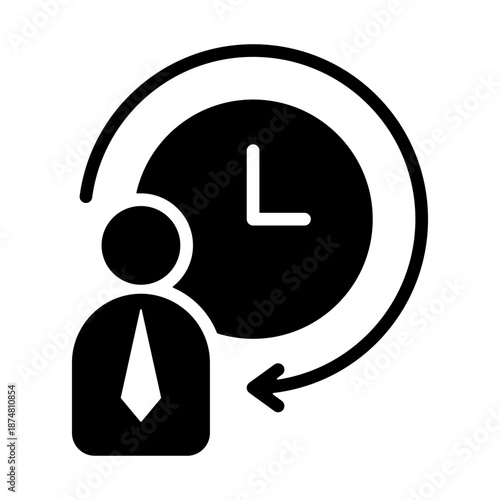 Work Hours Icon - Solid Black