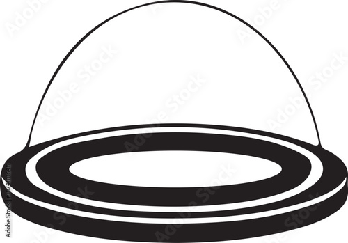 Dome shaped transparent container with a circular base, a visual representation for protection and containment, vector graphic illustration