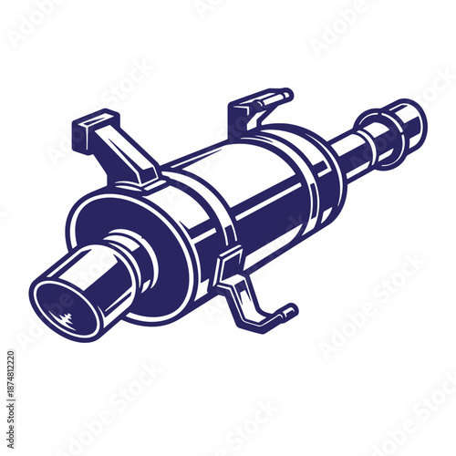 car muffler or exhaust silencer system part isolated on transparent background