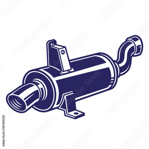 car muffler exhaust system automotive part for vehicle isolated on transparent background