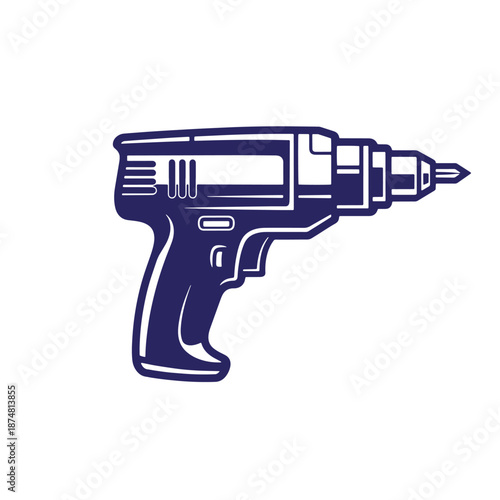 cordless electric drill with drill bit isolated on transparent background for construction and DIY projects