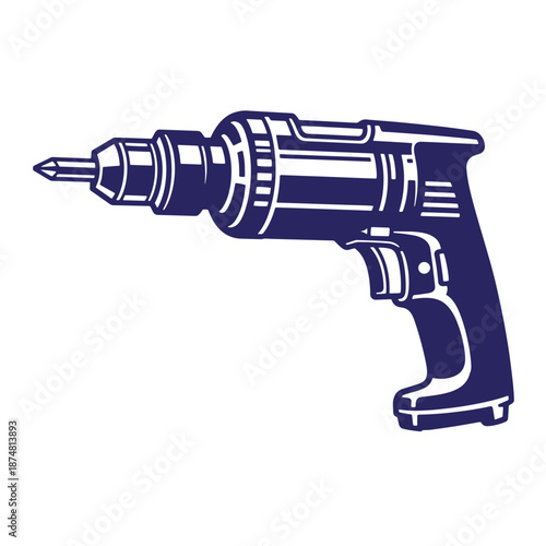 cordless electric drill with drill bit isolated on transparent background