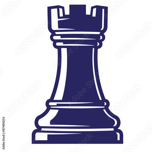 dark blue chess rook piece icon isolated on transparent background