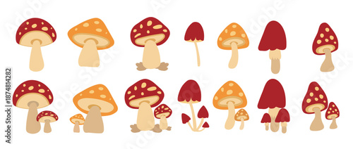 Mushroom icon bundle set, food and nature theme decoration
