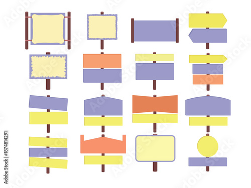 Blank empty board placard for information or decoration mockup bundle