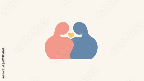 Loving couple sharing tender moment with heart symbol between them