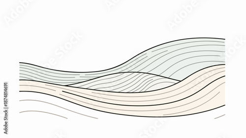 Abstract illustration of fluid motion with smooth wavy lines in a monochromatic gray palette