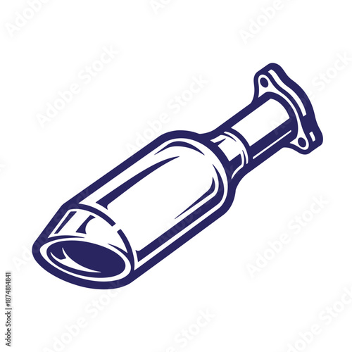 exhaust pipe of a car or truck or motorcycle muffler silencer for vehicle engine isolated on transparent background