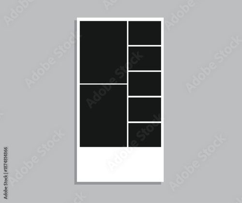 Photo booth images. Realistic blank photography template. Retro empty photo frame. Vector picture strips instant snapshot with black frame.