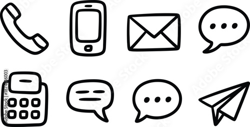 Communication Phone, Smartphone, Email, Chat, and Paper Airplane