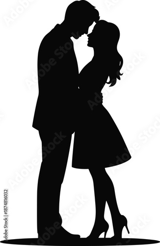 Silhouette of a Couple Dancing in Formal Attire