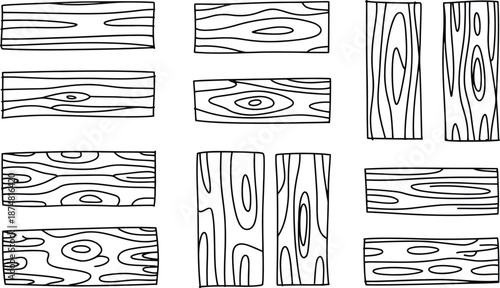 Hand-Drawn Wood Grain Patterns in Black and White