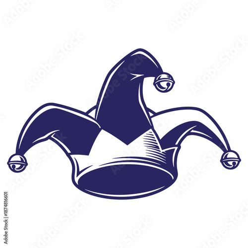 jester hat with three points and bells isolated on transparent background