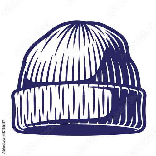 knitted beanie hat for winter clothing and fashion accessories illustration