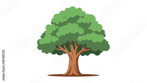 Illustration of a Green Tree with Trunk.