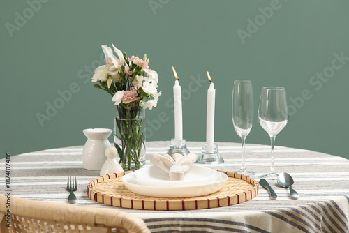 Table setting with flowers ...