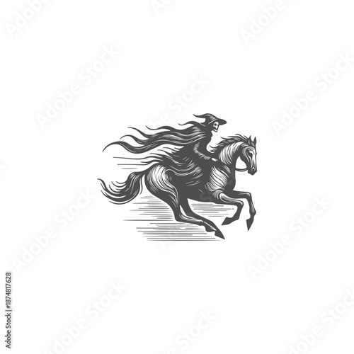 Ghost riding horse logo template