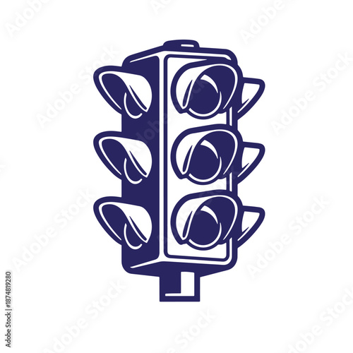 traffic light icon with three colored lights and mounting bracket isolated