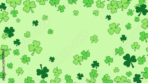 Four Leaf Clover Illustration on Green Background.