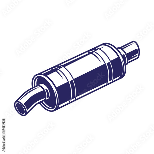 vintage style illustration of a car muffler system component isolated