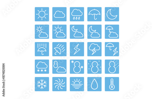 青ベース付き シンプル天気アイコンセット