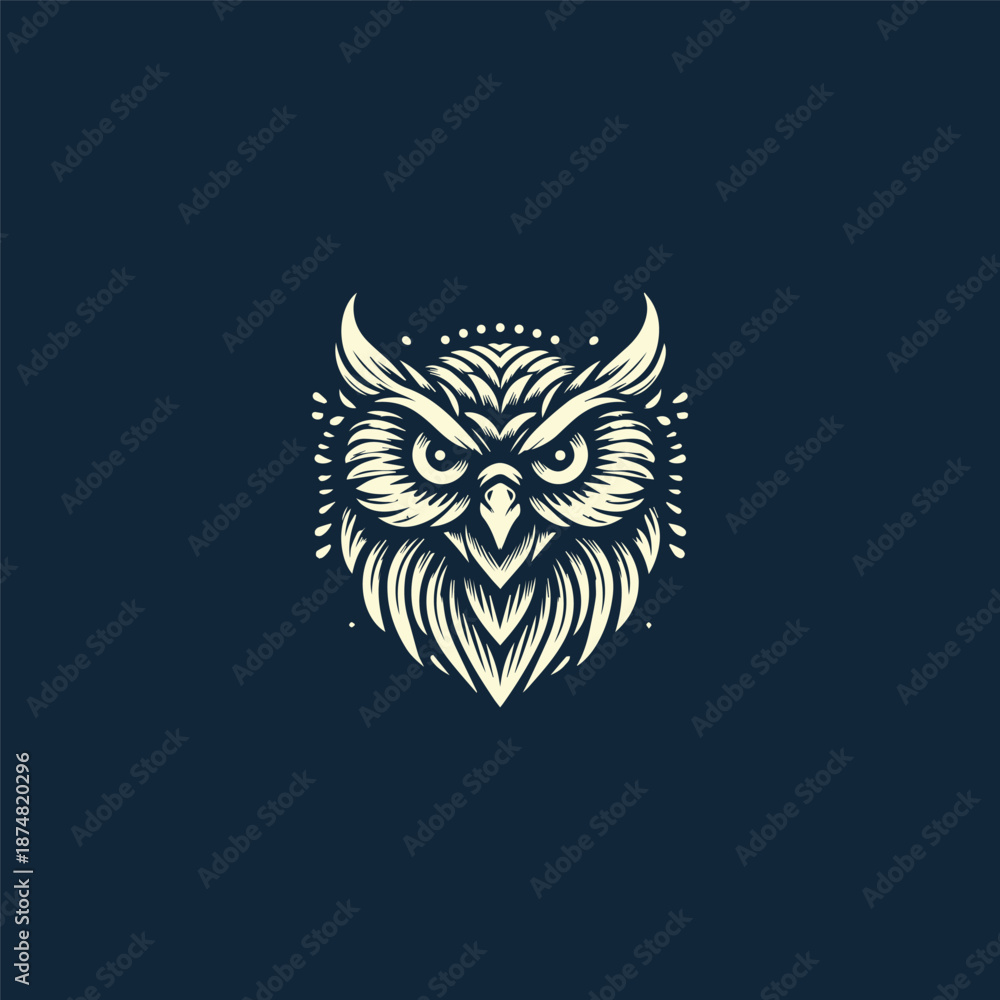 Fototapeta premium Night owl head logo icon template