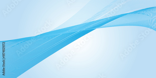 Deep sky blue gradient abstract background with stripes curve line vector image