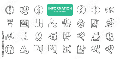 Information Icons. Thin Line Symbol Elements Collection.