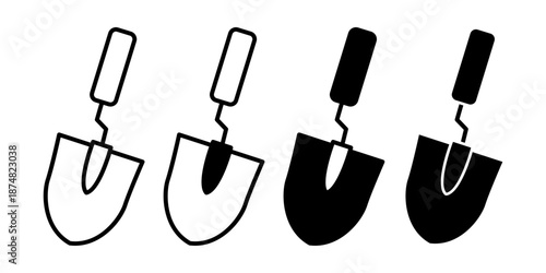 Trowel Black Icon Bundle for Gardening and Planting Tools