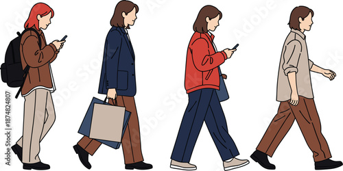 Large Collection of Remote Work Characters and Freelancers Using Laptops and Tablets for Home Office and Digital Lifestyle.