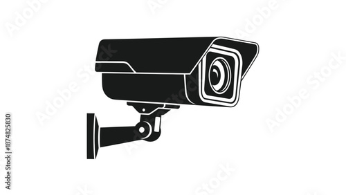 A simple black and white illustration of a security surveillance camera