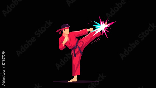 martial arts kick energy power.