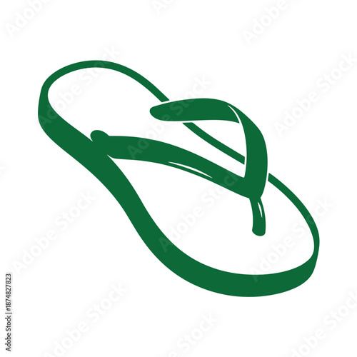 Green flip flop shoe for summer vacation and beach activities