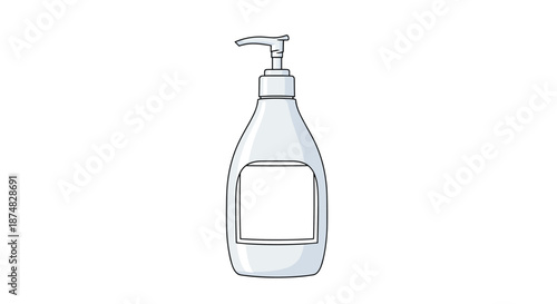 Simple vector illustration of a white plastic dispenser bottle used for liquid soap, lotion, or hand sanitizer in a hygiene context.