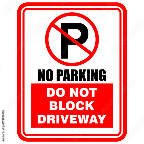 Please, do not block driveway, sign vector