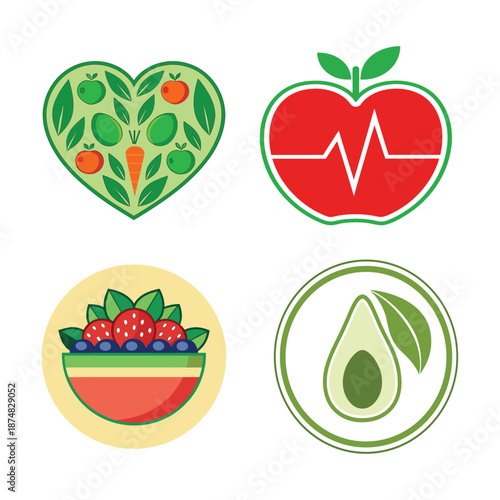 set of fruit icons for keto diet