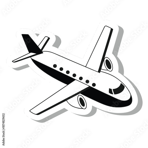 Modern airplane illustration with engines and windows clean graphic