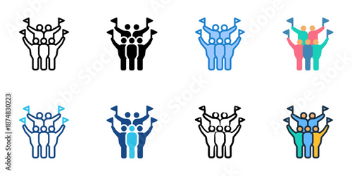 Campaign Rally icons set multiple style collection. Editable stroke 
