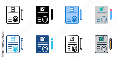 Voter Registration icons set multiple style collection. Editable stroke 
