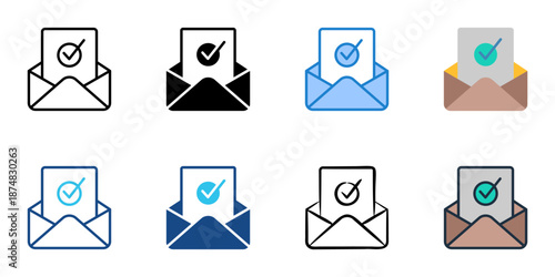 Absentee Ballot icons set multiple style collection. Editable stroke 
