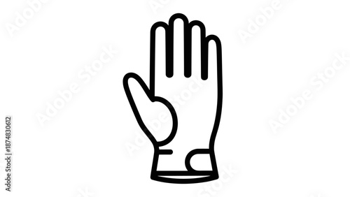 Stylized black and white icon of a single glove